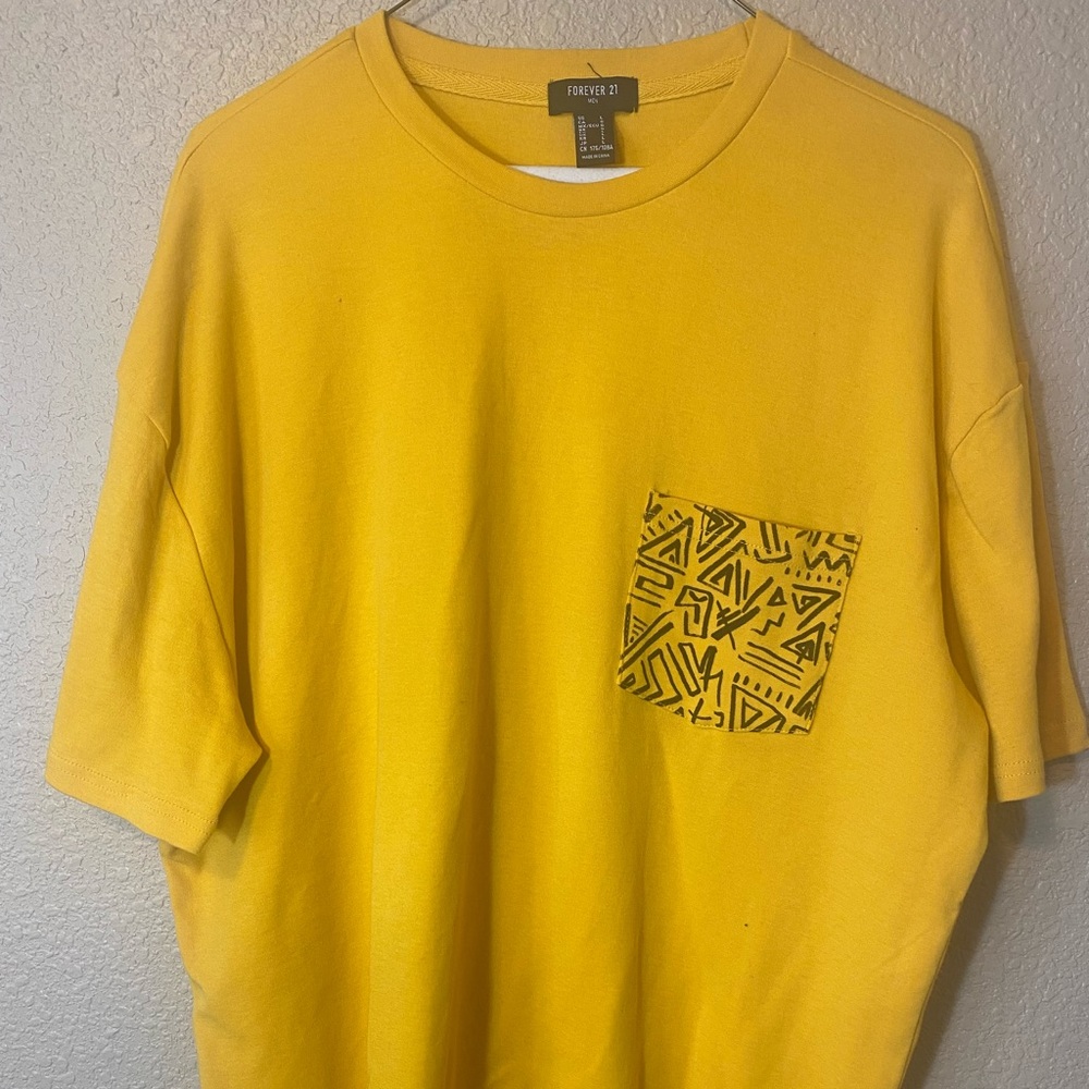 Forever 21 21Men Yellow Abstract T-Shirt